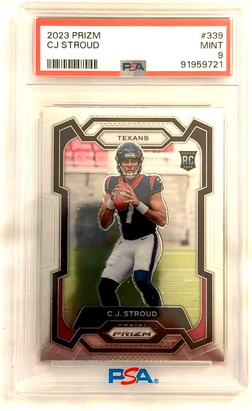 2023 Panini Prizm #339 C. J. Stroud PSA 9 Mint Rookie RC Card - Texans