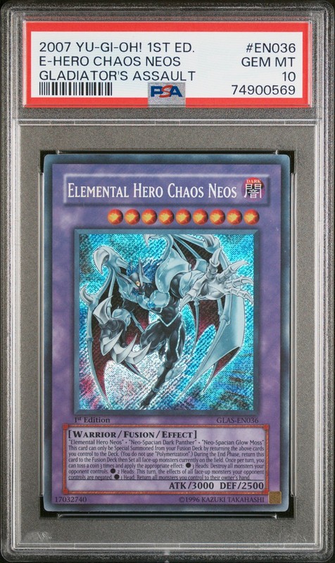 Elemental Hero Chaos Neos GLAS-EN036 1st Edition Secret Rare Yugioh PSA 10 *569