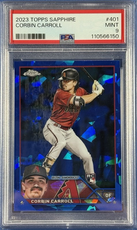 2023 TOPPS CHROME SAPPHIRE ROOKIE CORBIN CARROLL RC #401 PSA 9 MINT