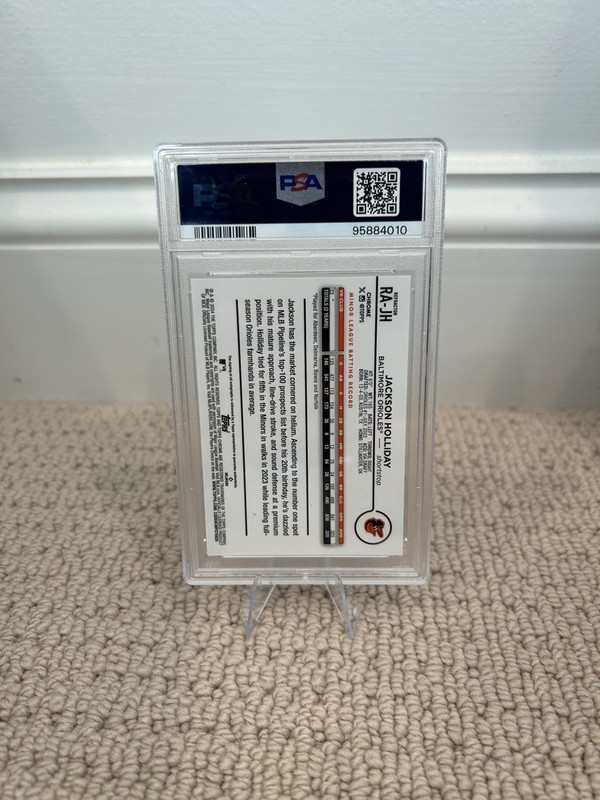 2024 Topps Chrome Jackson Holliday Rookie Autograph Refractor /499 PSA 10 RC view 2