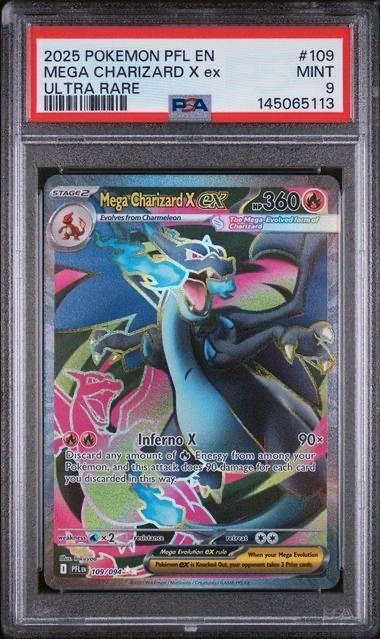MEGA CHARIZARD X EX 109 PSA 10 2025 POKEMON PFL EN-PHANTASMAL FLAMES ULTRA RARE