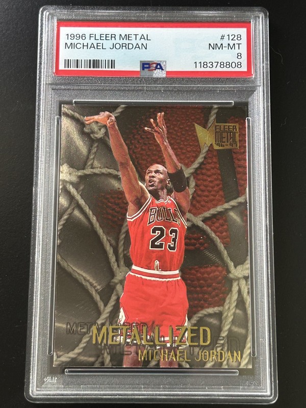 1996 Metal Michael Jordan #128 Metallized PSA 8