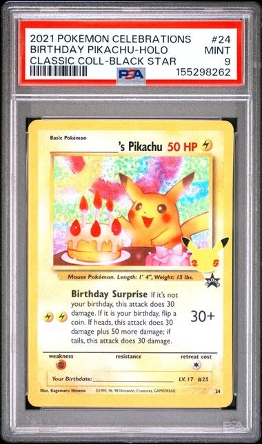 PSA 9 Birthday Pikachu Holo #24 Celebrations Classic Pokémon 2021