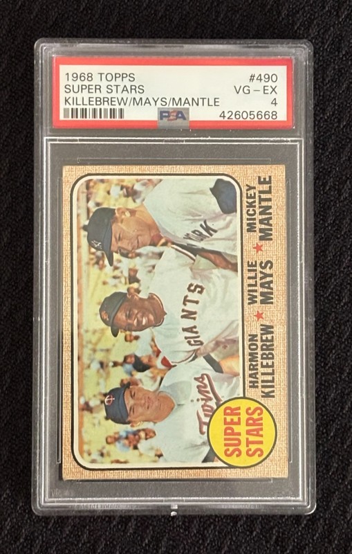 1968 Topps Super Stars Harmon Killebrew / Willie Mays / Mickey Mantle #490 PSA 4