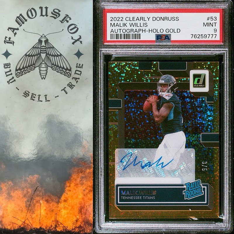 2022 Clearly Donruss MALIK WILLIS Rated Rookie Holo Gold AUTO /5 PSA 9 Pop 1 N/H