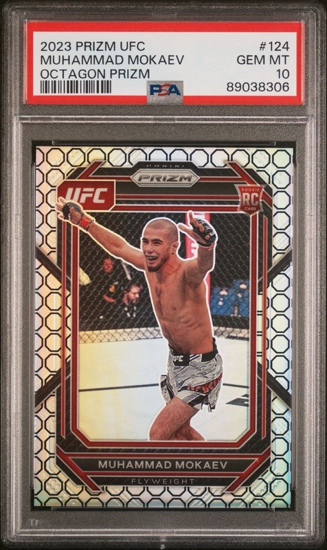 2023 Panini UFC Prizm Muhammad Mokaev Rookie Octagon SSP #8/8 PSA 10 Bookend