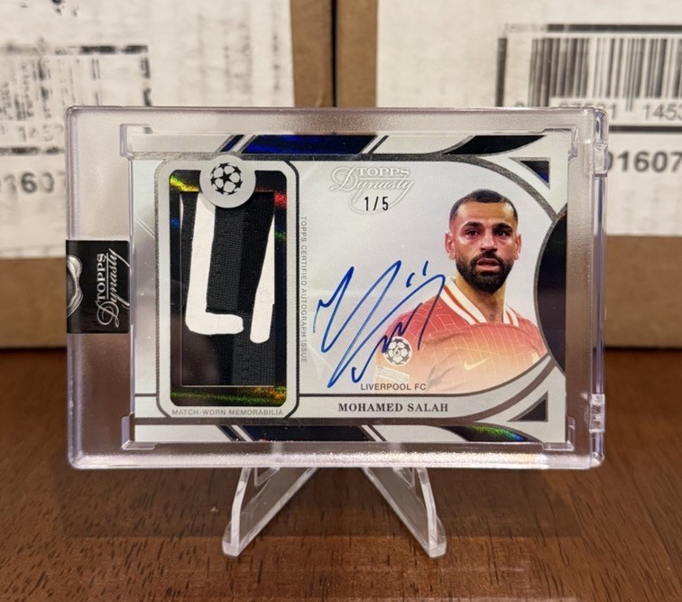 2024-25 Topps Dynasty UEFA soccer Mohamed Salah 3/5 On Card Patch Auto