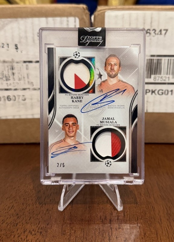 2024-25 Topps Dynasty UEFA Soccer Harry Kane Jamal Musiala Dual Patch Auto 2/5
