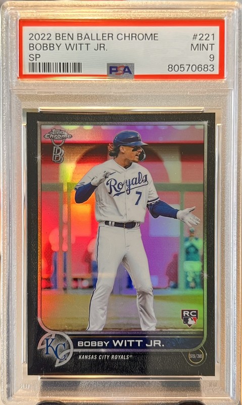 2022 Topps Chrome Ben Baller Bobby Witt Jr. SHORT PRINT Rookie PSA 9 Royals 💙