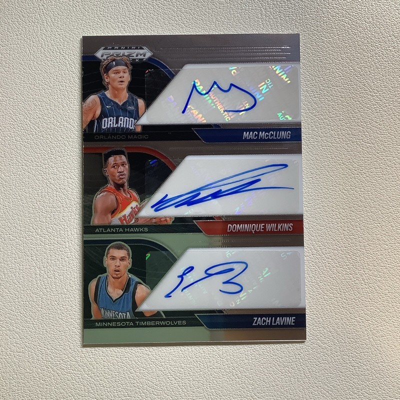 MAC MCCLUNG DOMINIQUE WILKINS ZACH LAVINE 2024-25 PRIZM BLACK TRIPLE AUTO
