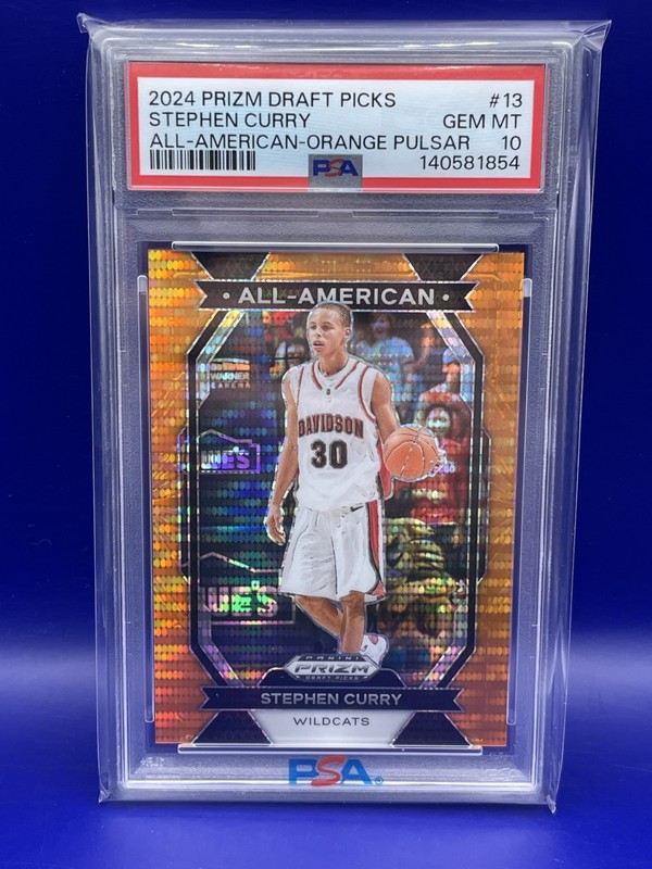 2024-25 Prizm Draft Picks 13 Stephen Curry Orange Pulsar /49 Steph Graded PSA 10