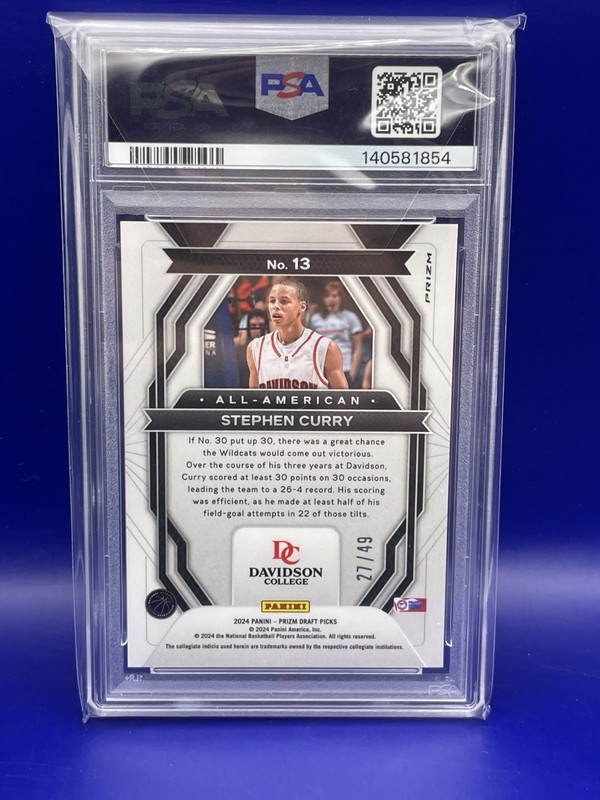 2024-25 Prizm Draft Picks 13 Stephen Curry Orange Pulsar /49 Steph Graded PSA 10 view 2