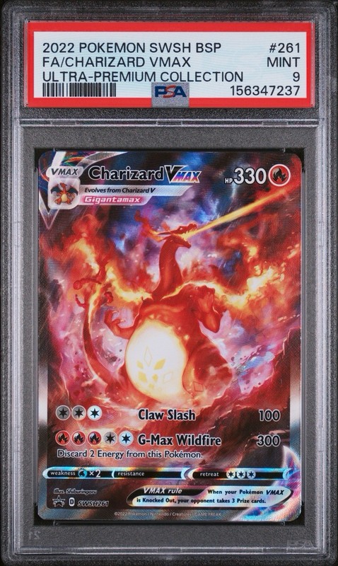 2022 POKEMON SWSH BLACK STAR PROMO #261 FULL ART/CHARIZARD VMAX PSA 9