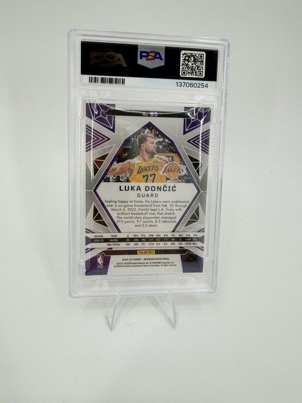 2024 Panini Obsidian Luka Doncic #85 Gem Mint POP 1 PSA 10 Los Angeles Lakers view 2