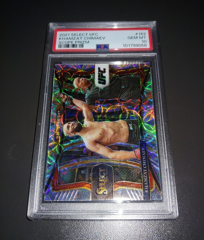 2021 Panini Select UFC #162 Khamzat Chimaev Scope Prizm PSA 10 Rookie Card RC