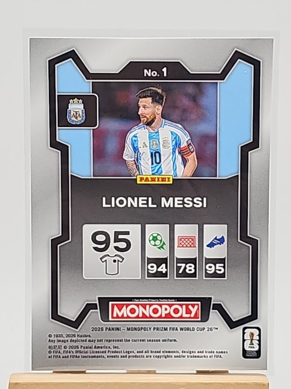 2026 Prizm World Cup Monopoly Lionel Messi #1 Base Argentina view 2