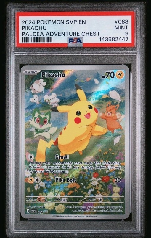 2024 POKEMON SVP 088 EN-SV BLACK STAR PROMO PALDEA ADVENTURE CHEST PIKACHU PSA 9