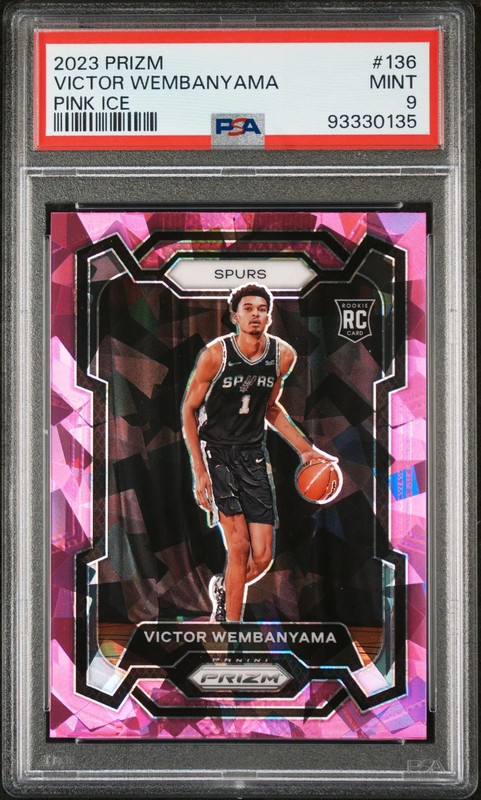 PSA 9 2023 Panini Prizm Victor Wembanyama Pink Ice Rookie RC #136