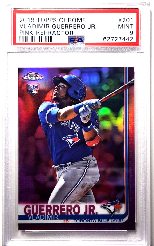 VLADIMIR GUERRERO JR. 2019 TOPPS CHROME PINK REFRACTOR ROOKIE PSA 9 BLUE JAYS