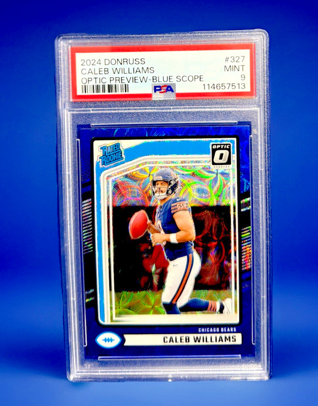 CALEB WILLIAMS - 2024 DONRUSS - RATED ROOKIE OPTIC PREVIEW - BLUE SCOPE - PSA 9!