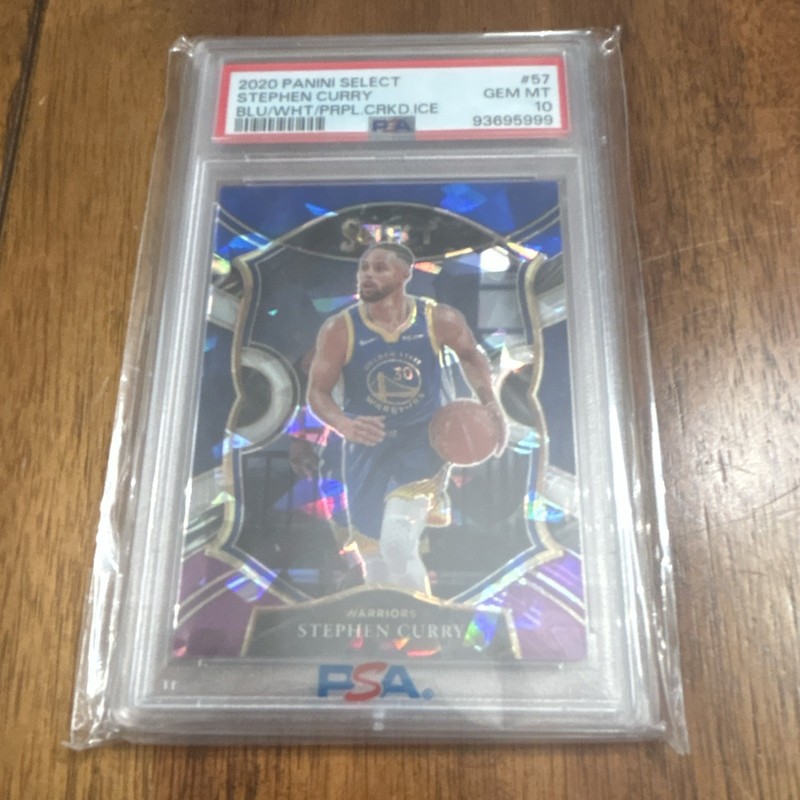 Panini 2020-21 Select Stephen Curry #57 Concourse Blue White Purple PSA 10