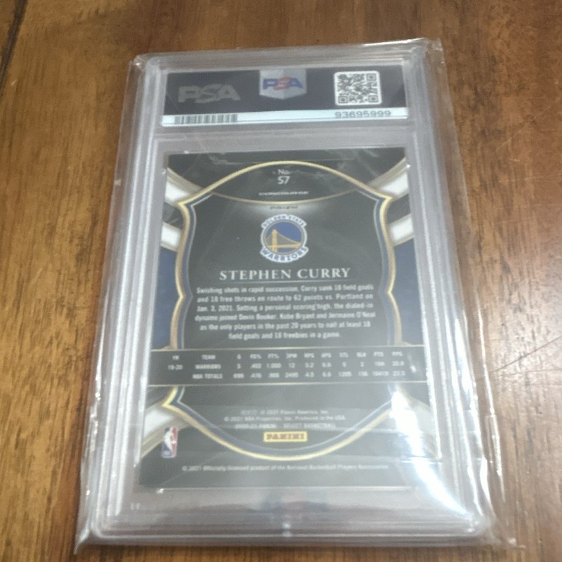 Panini 2020-21 Select Stephen Curry #57 Concourse Blue White Purple PSA 10 view 2