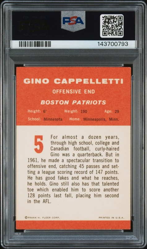1963 Fleer #5 Gino Cappelletti PSA 4 🔥 Vibrant Colors Vintage view 2