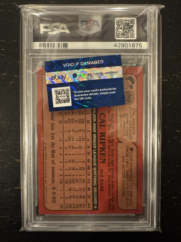 1982 Topps Traded Cal Ripken #98T (RC) PSA 9 Centered Baltimore Orioles view 2