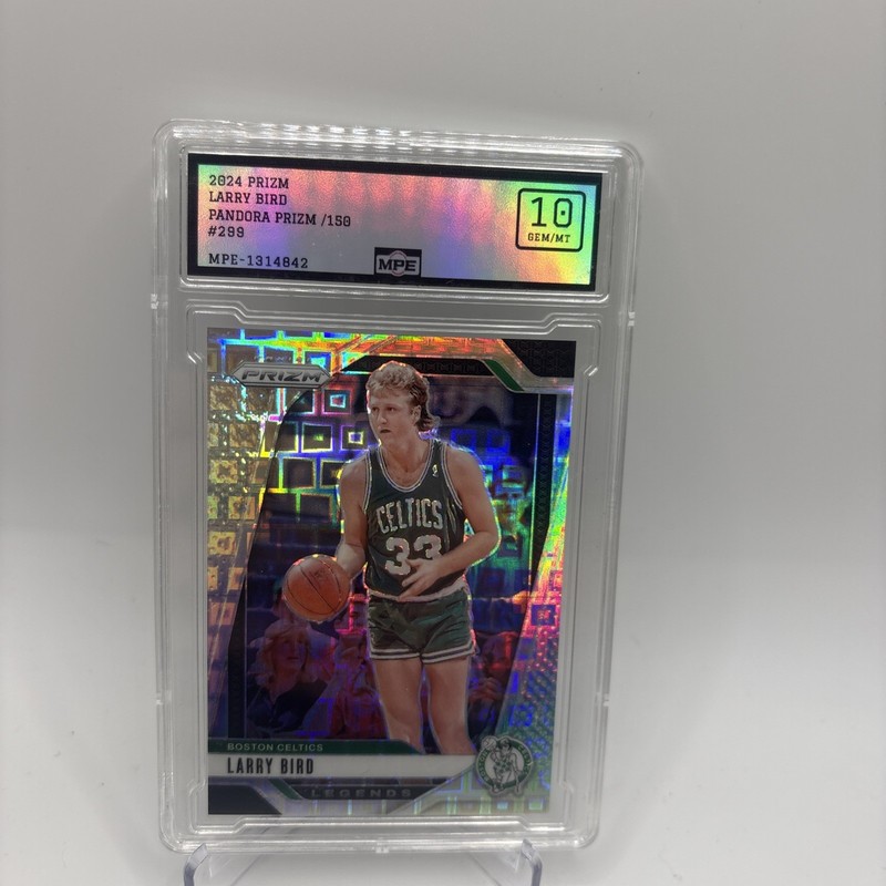 Graded MPE 10 Larry Bird 2024-25 Prizm Legends Premium Pandora Prizm 63/150 PSA 