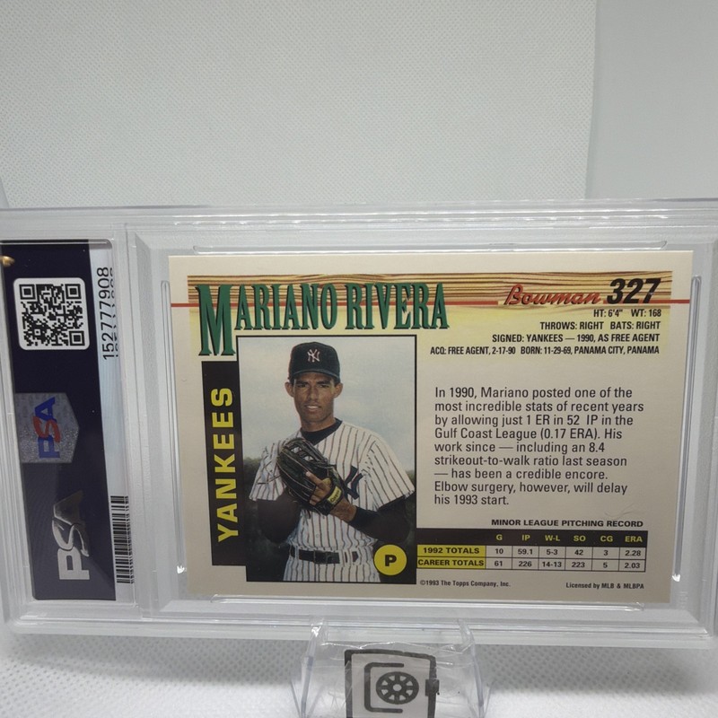 1993 BOWMAN #327 MARIANO RIVERA PSA 9 view 2