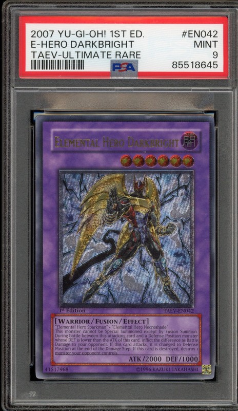 Yu-Gi-Oh! Elemental Hero Darkbright 1st Edition Ultimate Rare TAEV-EN042 PSA 9