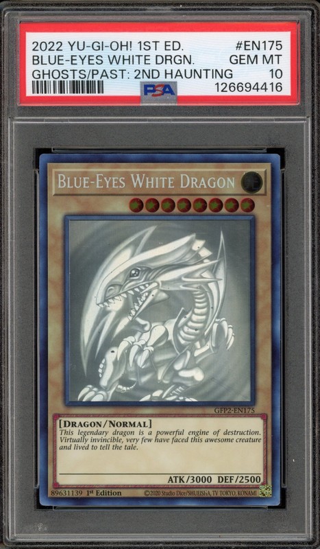 Yu-Gi-Oh! Blue-Eyes White Dragon Ghost/Past 2 1st Edition GFP2-EN175 PSA 10