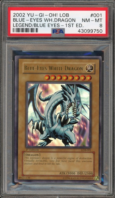 Yu-Gi-Oh! Blue-Eyes White Dragon Legend of Blue Eyes 1st Edition LOB-001 PSA 8