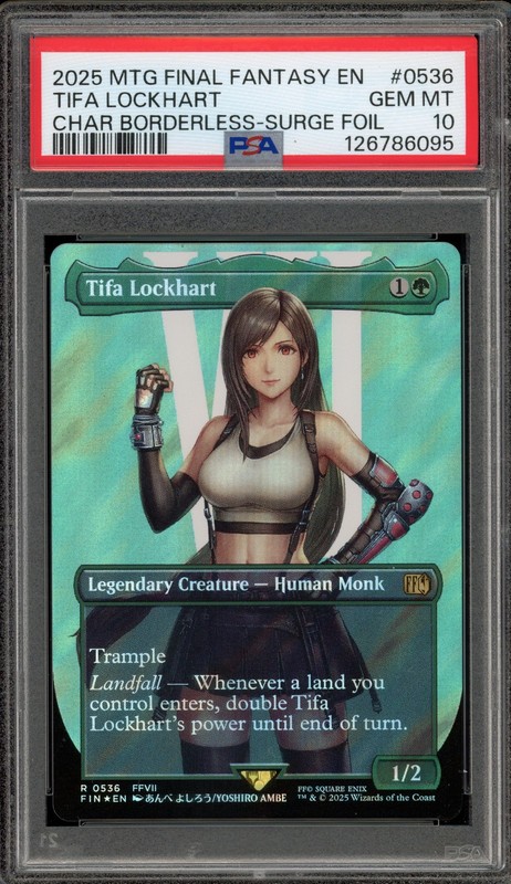 Magic The Gathering MTG Tifa Lockhart FIN CHAR Borderless Surge Foil 0536 PSA 10