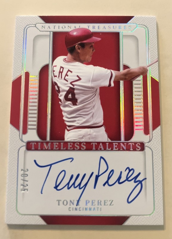 Tony Perez Auto 2025 Panini National Treasures Timeless Talent Holo Silver /25 