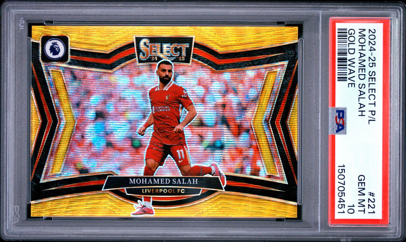 Mohamed Salah 2024-25 Panini Select EPL #221 Field Gold Wave Prizm /10 PSA 10