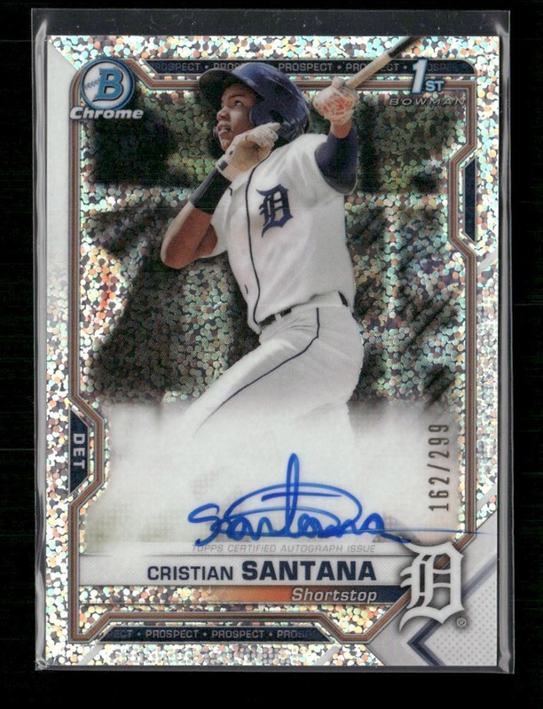 2021 Bowman Chrome Cristian Santana 1st Chrome On-Card Auto Speckle Ref.#/299