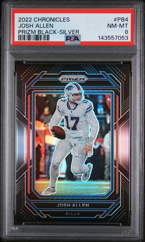 Josh Allen 2022 Panini Chronicles Prizm Black Silver #PB-4 PSA 8 - Bills