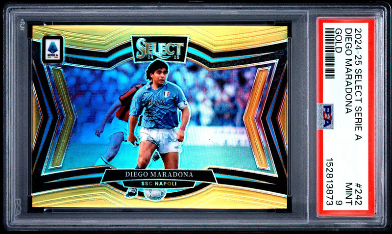 Diego Maradona 2024-25 Panini Select Serie A #242 Field Gold Prizm /10 PSA 9