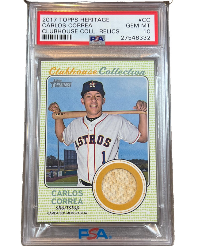 2017 Topps Heritage CARLOS CORREA Clubhouse Collection Patch Game Used SP PSA 10