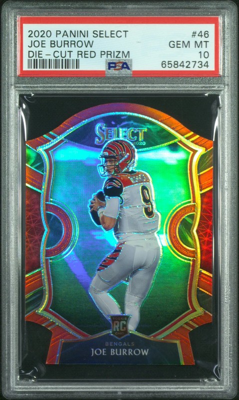 2020 Panini Select Joe Burrow #46 Die Cut Red Prizm PSA 10