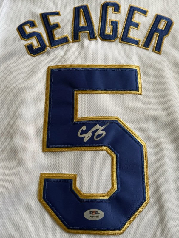 Corey Seager Signed Autographed Los Angeles Dodgers Jersey PSA COA #5 WS Champ view 2