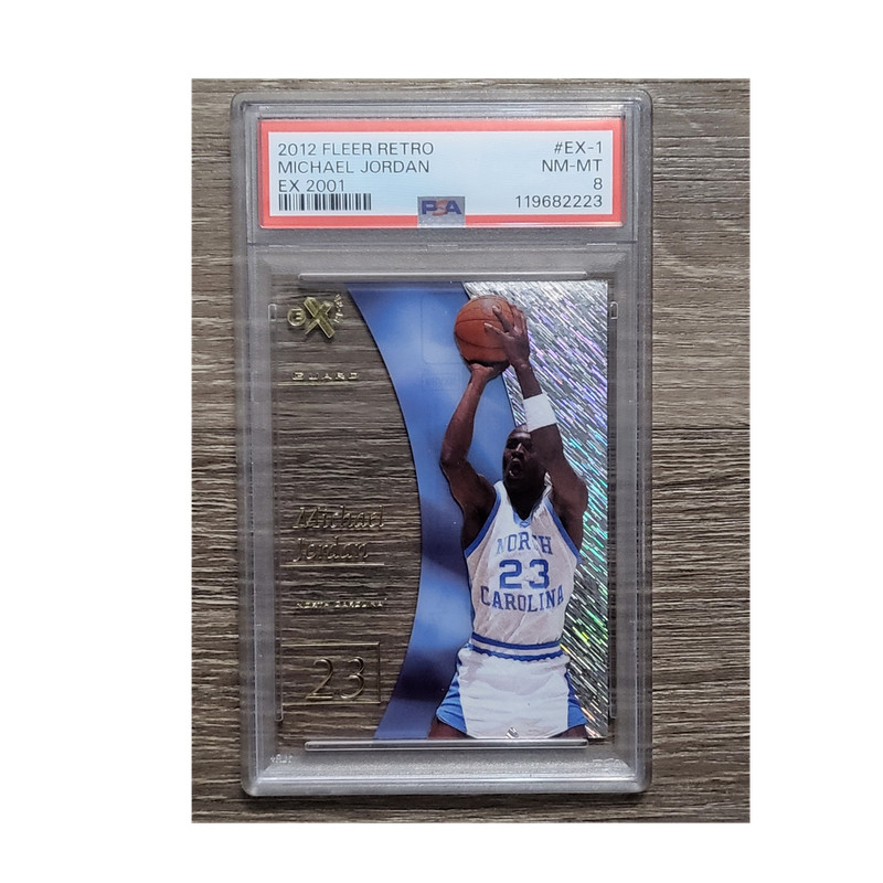 2012-13 Fleer Retro Ex2001 Michael Jordan #EX-1 North Carolina PSA 8 Insert