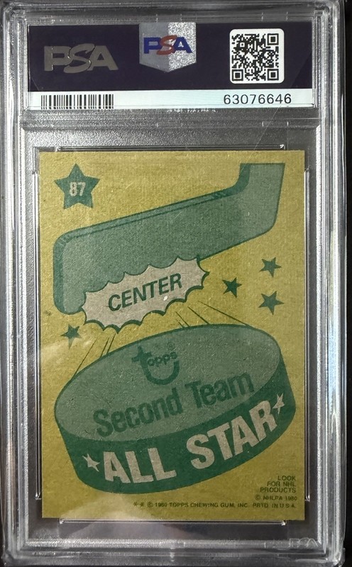 1980 Topps Hockey All Star #87 Wayne Gretzky Oilers HOF PSA 7 NM view 2