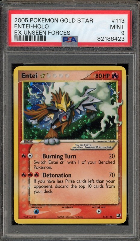 Pokemon Entei Gold Star EX Unseen Forces Holo Ultra Rare #113 PSA 9 Mint