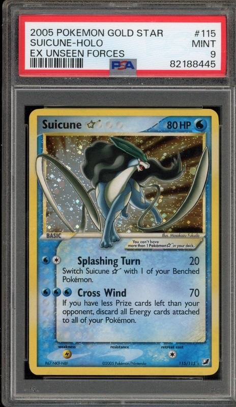 Pokemon Suicune Gold Star EX Unseen Forces Holo Ultra Rare #115 PSA 9 Mint