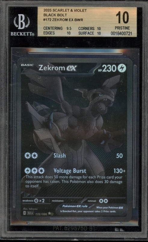 Pokemon Zekrom ex Black Bolt Black White Rare #172 BGS 10 Pristine