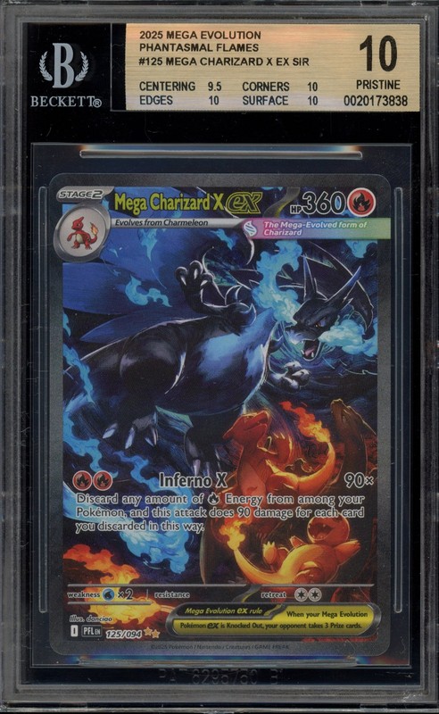 Pokemon Mega Charizard X ex Phantasmal Flames SIR #125 BGS 10 Pristine