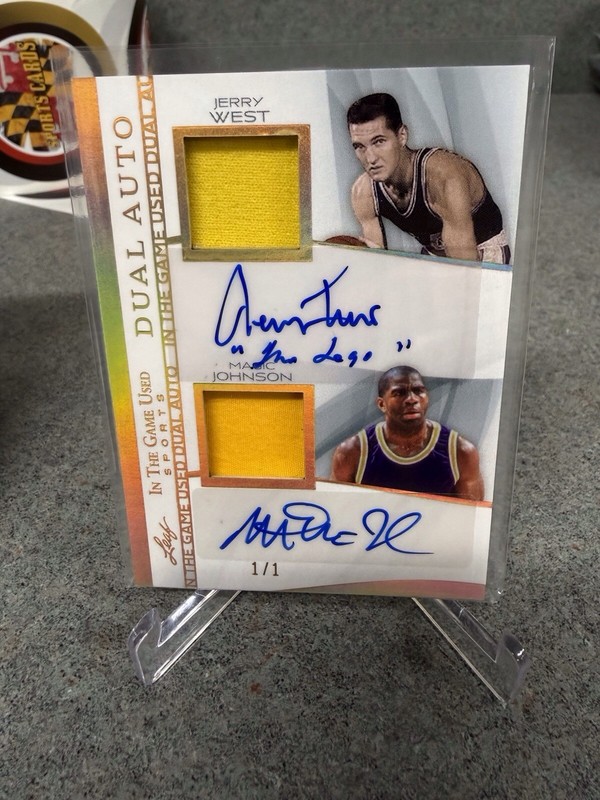 2025 Leaf In The Game Used Magic Johnson & Jerry West Auto 1/1 Relic Autograph