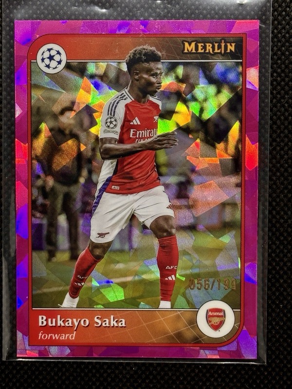 Bukayo Saka Pink Atomic /199 | 2024-25 Topps Merlin UEFA #7 Arsenal England SP